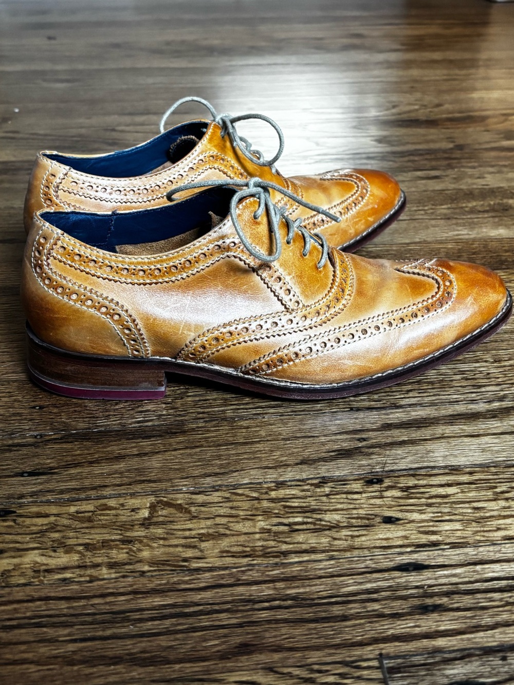 Cole Haan Tan Brogue Wingtip Oxfords